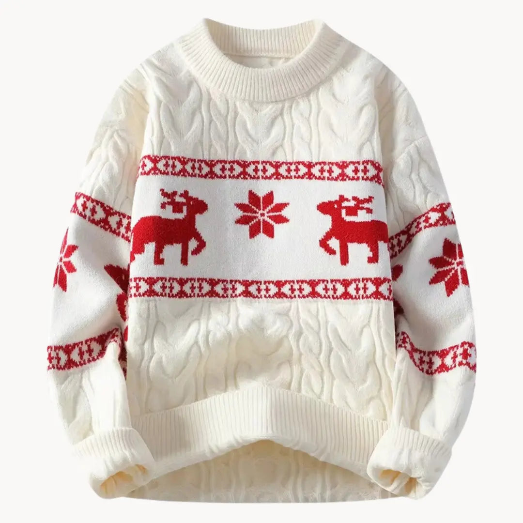 Women's Sweater With Timeless Holiday Print Style Round Neckline