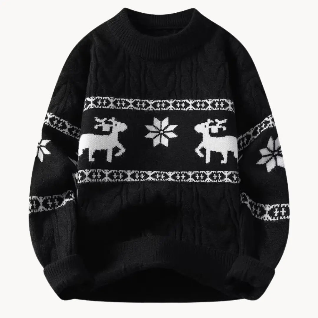 Women's Sweater With Timeless Holiday Print Style Round Neckline