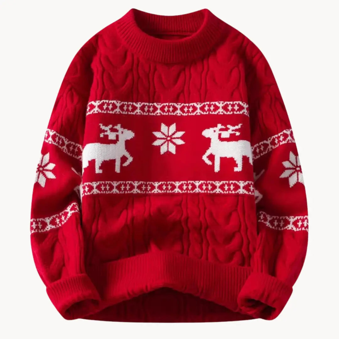 Women's Sweater With Timeless Holiday Print Style Round Neckline