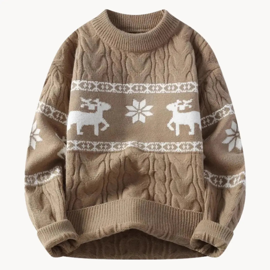 Women's Sweater With Timeless Holiday Print Style Round Neckline