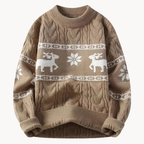 Women's Sweater With Timeless Holiday Print Style Round Neckline