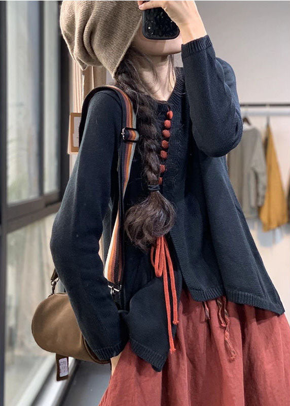 Women's Sweater with Asymmetric Design and Buttons