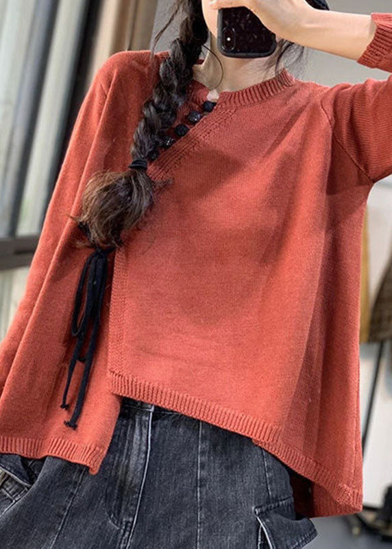Women's Sweater with Asymmetric Design and Buttons