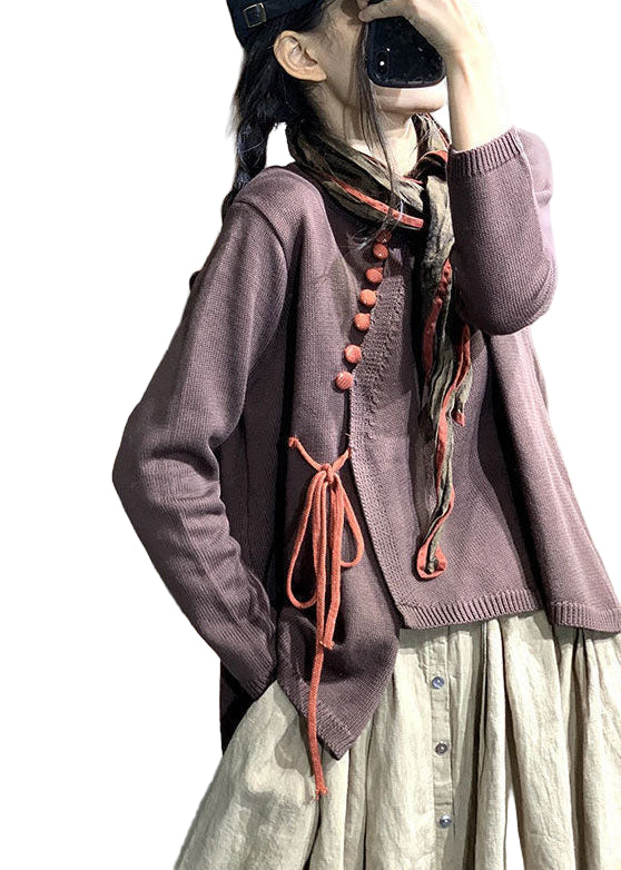 Women's Sweater with Asymmetric Design and Buttons
