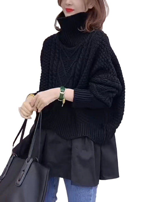 Women's Sweater with Col and Knitted Style for Winter