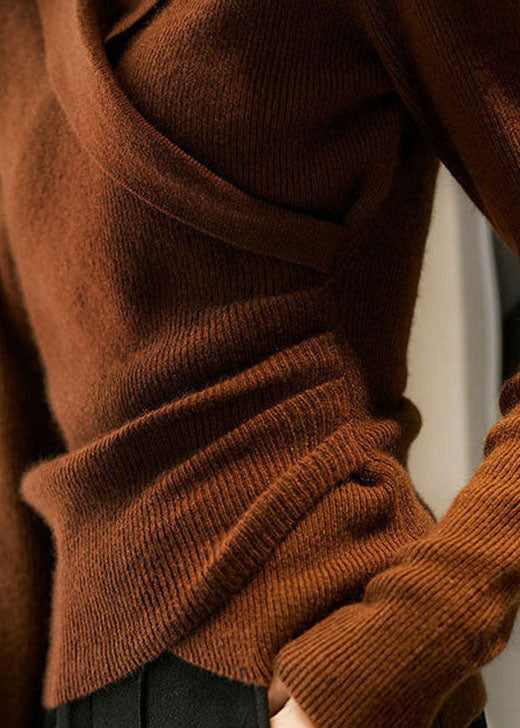 Women's Sweater with Peter Pan Collar and Asymmetric Design