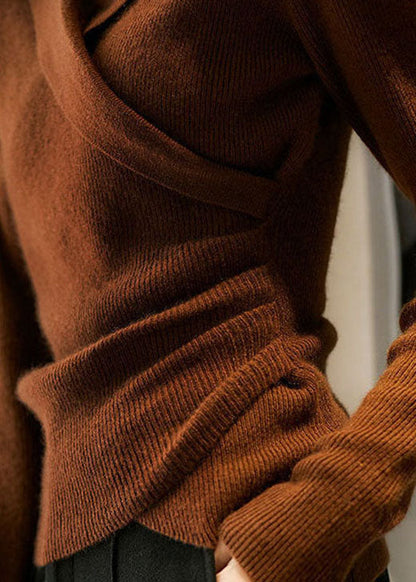 Women's Sweater with Peter Pan Collar and Asymmetric Design