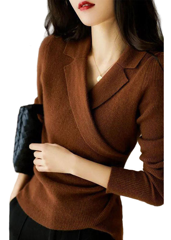 Women's Sweater with Peter Pan Collar and Asymmetric Design