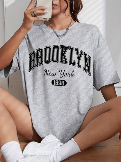 Women's T-shirt Casual Brooklyn Print High Quality Cotton