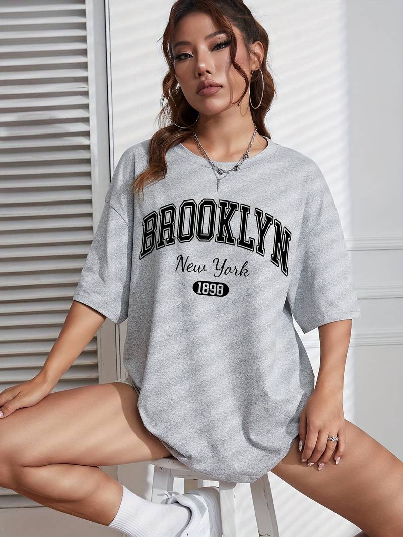Women's T-shirt Casual Brooklyn Print High Quality Cotton