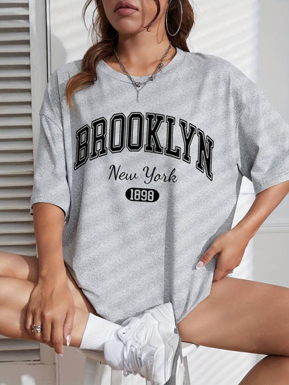 Women's T-shirt Casual Brooklyn Print High Quality Cotton