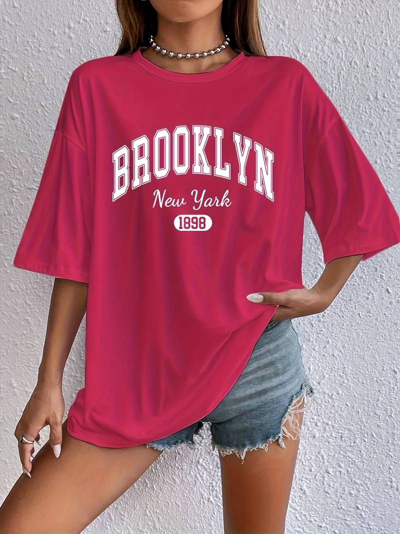 Women's T-shirt Casual Brooklyn Print High Quality Cotton