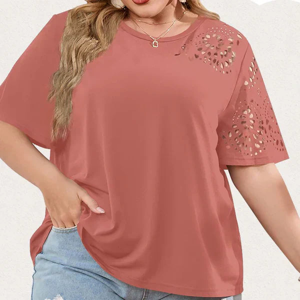 Women's T-shirt Chiffon Neckline Soft Cotton Blend Casual Elegance