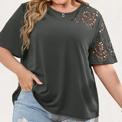 Women's T-shirt Chiffon Neckline Soft Cotton Blend Casual Elegance