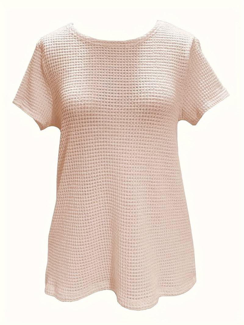Women's T-shirt Round Neck Cotton with Contrast Fabric and Lace Details