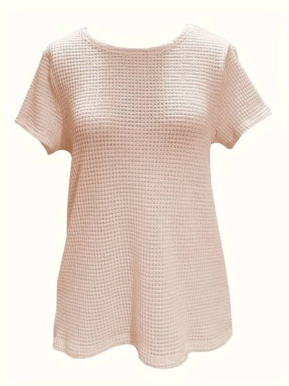 Women's T-shirt Round Neck Cotton with Contrast Fabric and Lace Details