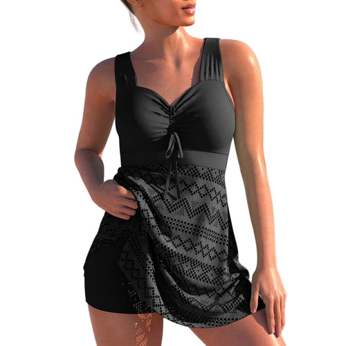 Women's Tankini Set With Padded Top and Gathering Details