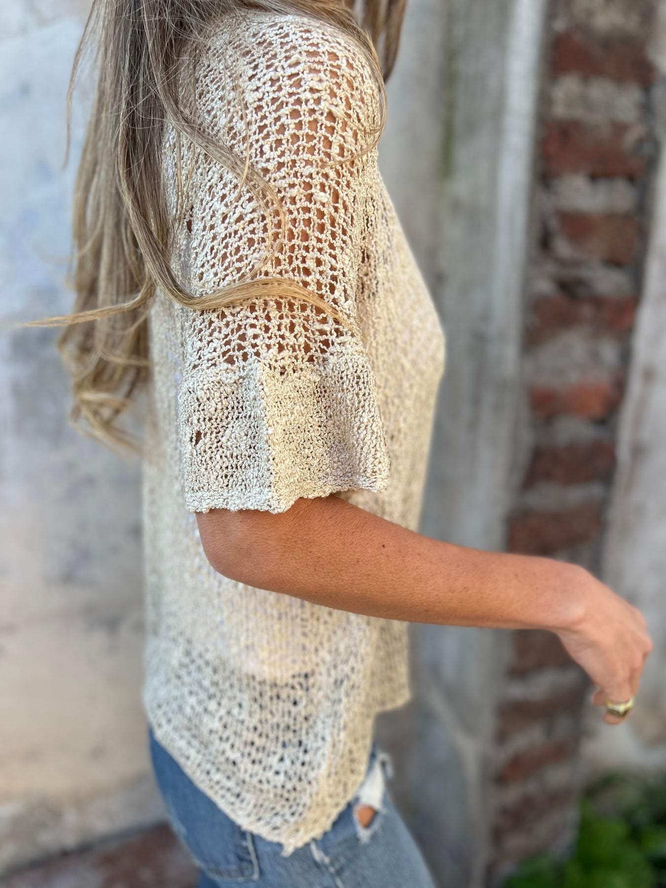 Women's Textured V-neck top