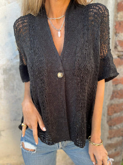 Women's Textured V-neck top