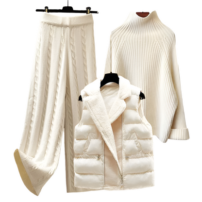 Women's Three-Piece Set Elegant Polyester Cotton Blend