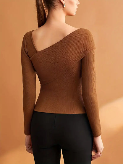 Women's Top Asymmetric Neckline Fashionable High Quality Fabric
