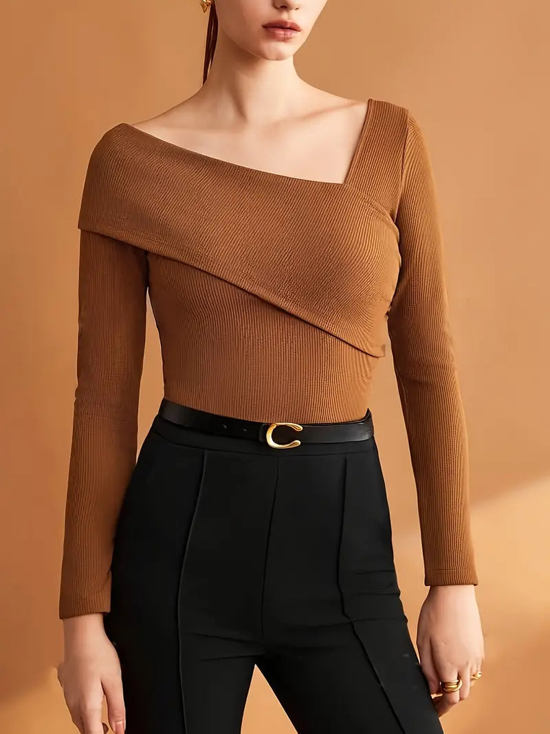 Women's Top Asymmetric Neckline Fashionable High Quality Fabric