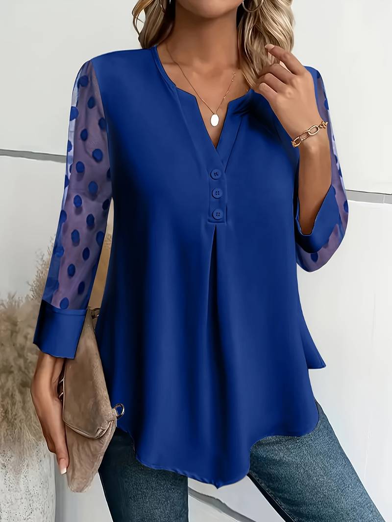 Women's Top Long Sleeves Notched Neckline Comfortable Material