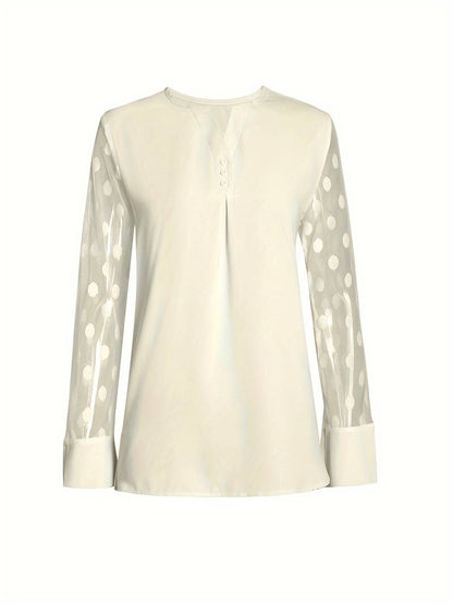 Women's Top Long Sleeves Notched Neckline Comfortable Material