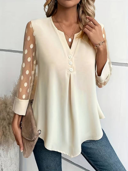 Women's Top Long Sleeves Notched Neckline Comfortable Material