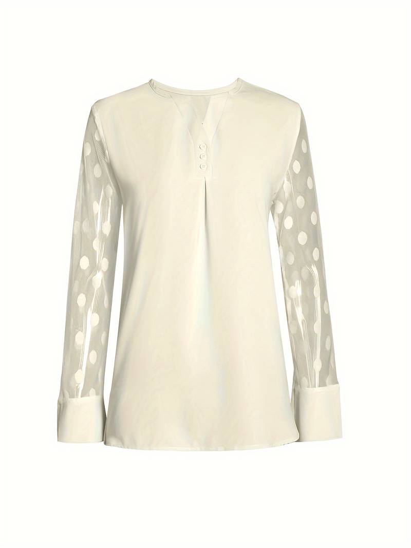 Women's Top Long Sleeves Notched Neckline Pleasant Material