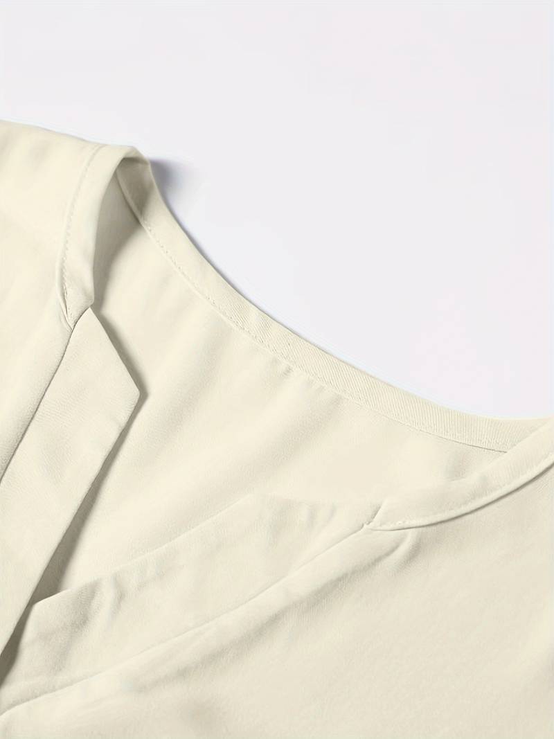 Women's Top Long Sleeves Notched Neckline Pleasant Material