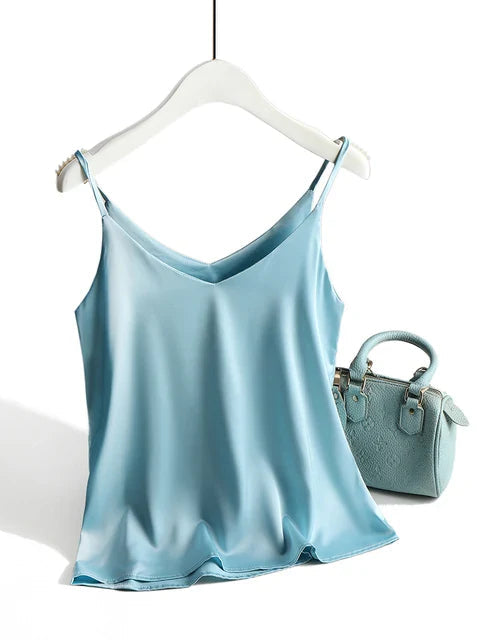 Women's Top Spaghetti Straps V-neck Silk