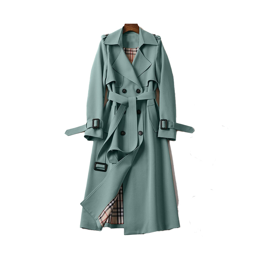 Women's Trench Coat Double Row Button Luxury Style