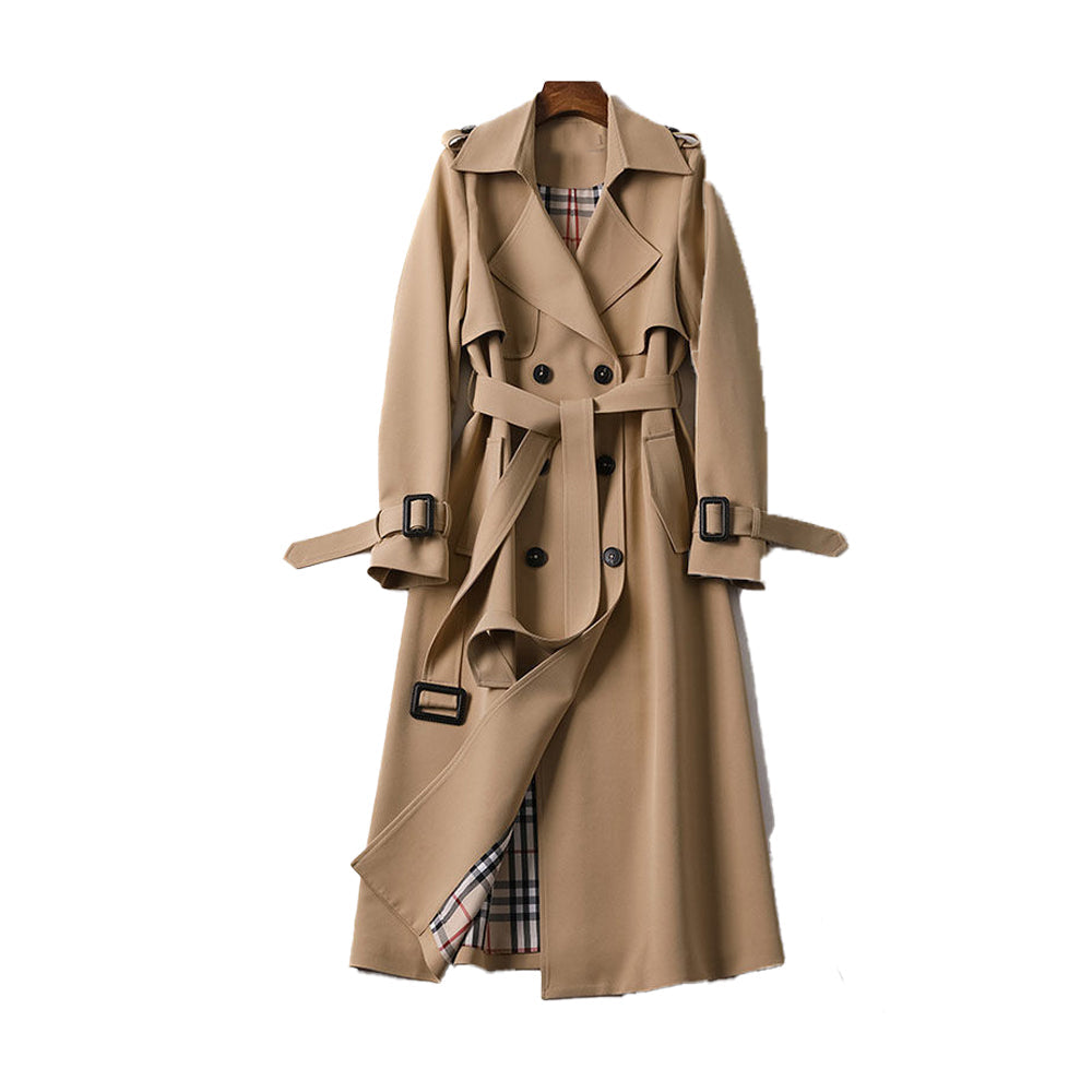 Women's Trench Coat Double Row Button Luxury Style