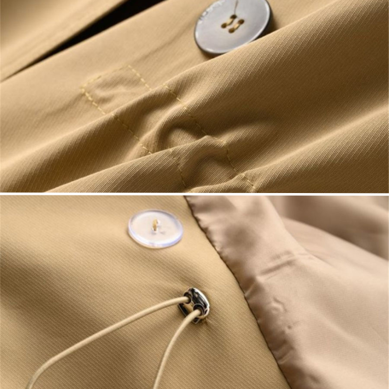Women's Trench Coat Vintage Double-breasted Nylon-Cotton