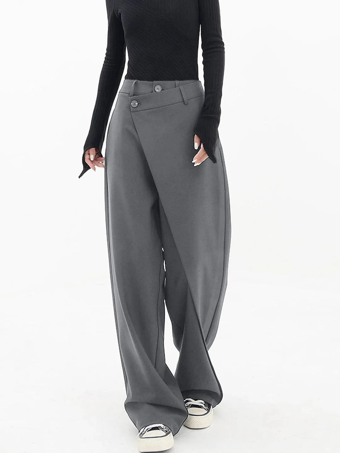 Women's Trousers Modern Fit Asymmetric Waistband Soft Breathable Material