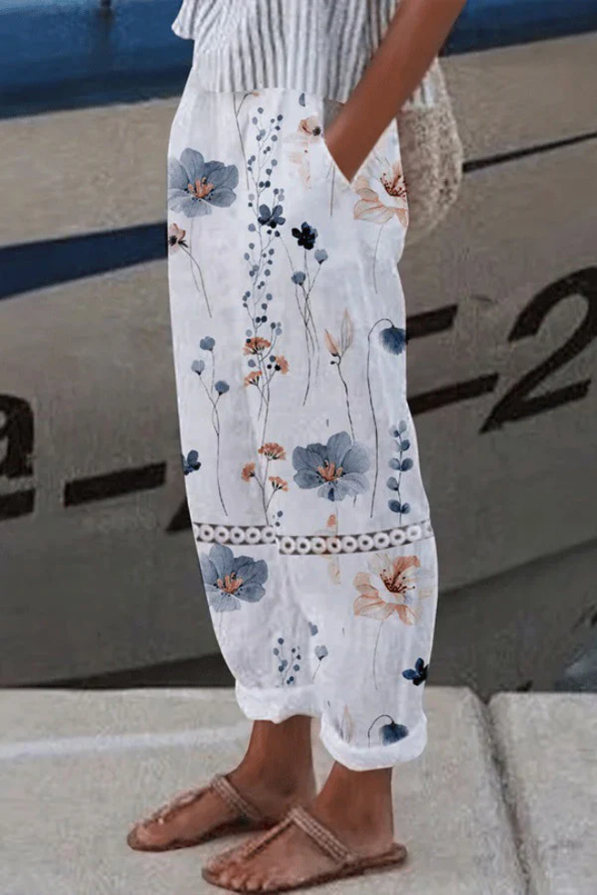 Women's Trousers Uniquely Printed With Button Pockets For Casual Use