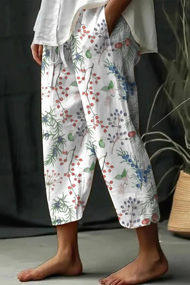 Women's Trousers Uniquely Printed With Button Pockets For Casual Use