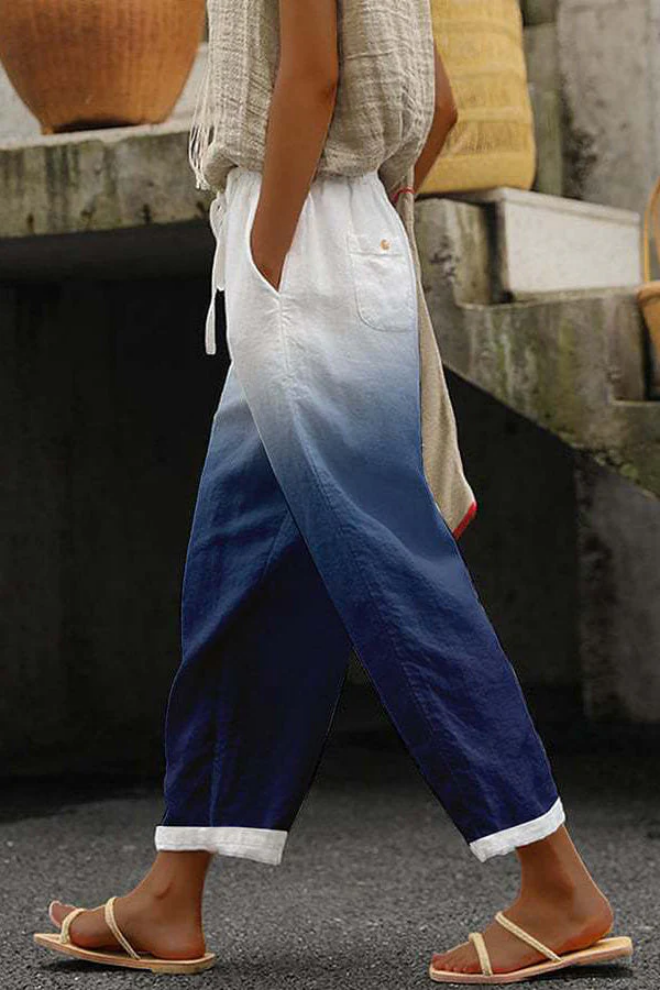 Women's Trousers Uniquely Printed With Button Pockets For Casual Use