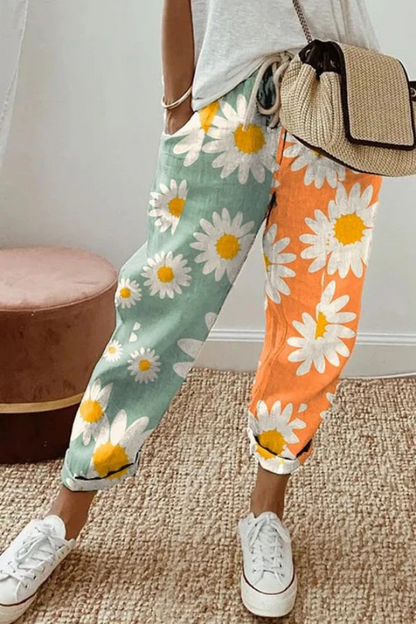 Women's Trousers Uniquely Printed With Button Pockets For Casual Use