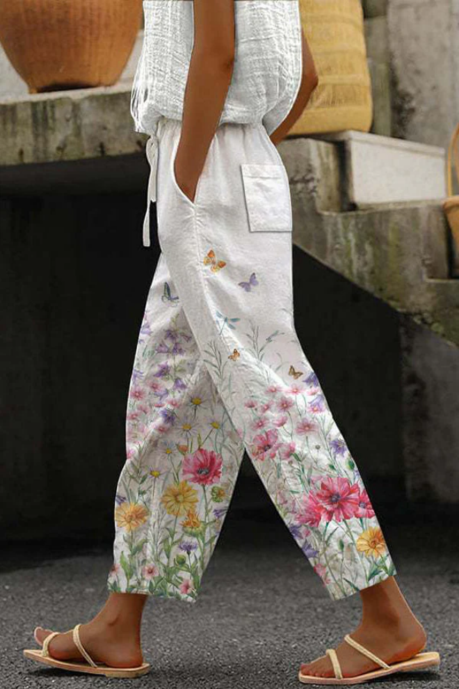 Women's Trousers Uniquely Printed With Button Pockets For Casual Use