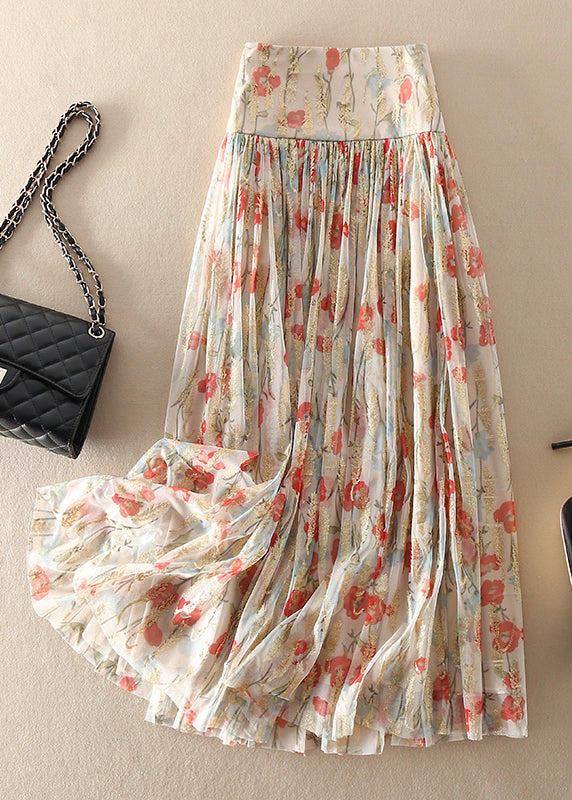 Women's Tulle Skirt With Zipper and Print