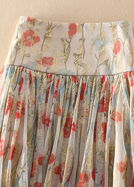 Women's Tulle Skirt With Zipper and Print