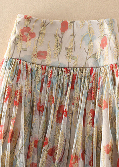 Women's Tulle Skirt With Zipper and Print