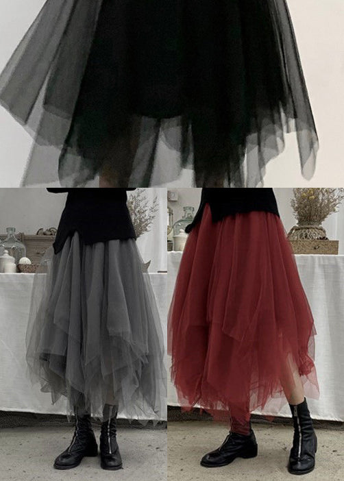 Women's Tulle Skirt in Grey with Patchwork