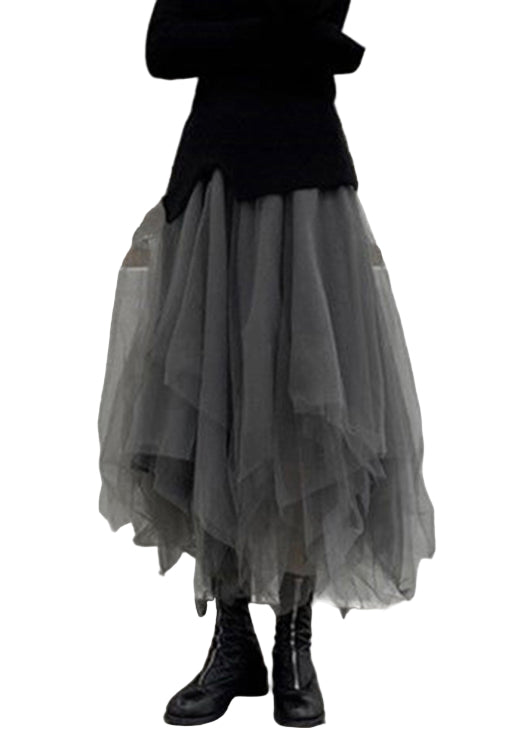 Women's Tulle Skirt in Grey with Patchwork