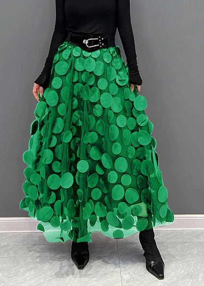 Women's Tulle Skirt with Black Dots and Patchwork