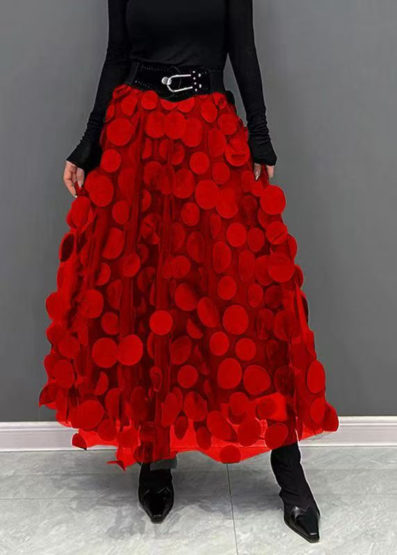 Women's Tulle Skirt with Black Dots and Patchwork
