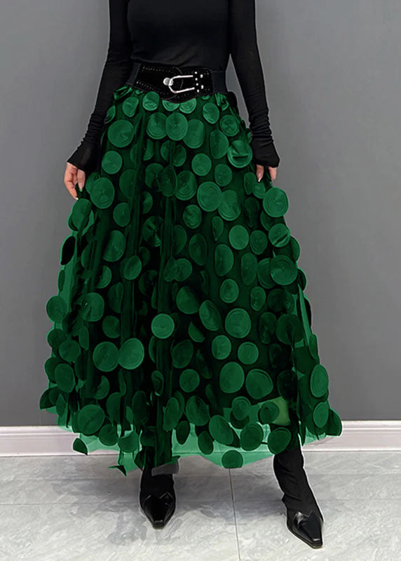 Women's Tulle Skirt with Black Dots and Patchwork