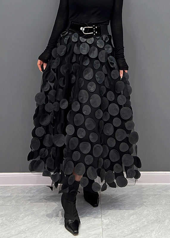 Women's Tulle Skirt with Black Dots and Patchwork